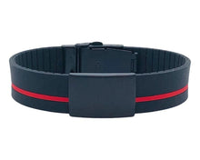 Load image into Gallery viewer, Id Bracelet, 20mm Red line band. Silver, Black, rose gold Faceplate. freeshipping - My Custom ID
