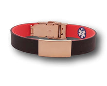 Load image into Gallery viewer, Id Bracelet, Personalized Bracelet, 15mm Reversible band.  Silver, Black, Rose Gold Nameplate. freeshipping - My Custom ID