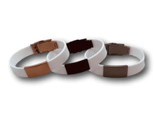 Load image into Gallery viewer, Id Bracelet, Personalized Bracelet, 15mm White Band. Silver, Black, Rose Gold Faceplate. freeshipping - My Custom ID