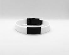 Load image into Gallery viewer, Id Bracelet, Personalized Bracelet, 15mm White Band. Silver, Black, Rose Gold Faceplate. freeshipping - My Custom ID