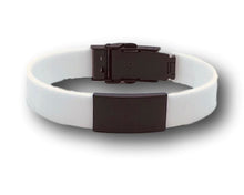 Load image into Gallery viewer, Id Bracelet, Personalized Bracelet, 15mm White Band. Silver, Black, Rose Gold Faceplate. freeshipping - My Custom ID