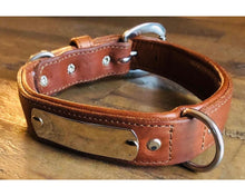Load image into Gallery viewer, Dog Collar, Genuine Leather, Engraved Nameplate, Personalized Leather Dog Collar, Custom Dog Collars for Dogs, Laser Engraved Dog Collar freeshipping - My Custom ID
