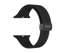 Load image into Gallery viewer, Apple Watch Black Band Personalized 38mm 40mm 41mm 42mm 44mm 45mm 49mm,  Band iWatch Series 9 8 7-1, Silicone Apple Band
