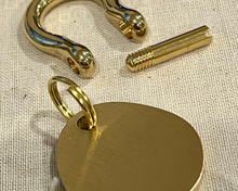 Load image into Gallery viewer, Personalized Solid Brass Dog Tag – Unique Irregular Shape with Laser Engraving
