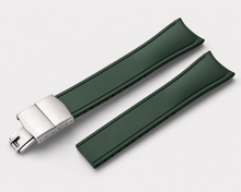 Charger l'image dans la galerie, Curved FKM Rubber Watch Strap, Cut-to-size, Deployment Clasp, Waterproof, (20mm,22mm)
