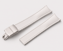 Charger l'image dans la galerie, Curved FKM Rubber Watch Strap, Cut-to-size, Deployment Clasp, Waterproof, (20mm,22mm)
