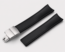 Charger l'image dans la galerie, Curved FKM Rubber Watch Strap, Cut-to-size, Deployment Clasp, Waterproof, (20mm,22mm)
