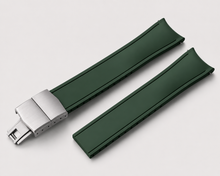 Charger l'image dans la galerie, Curved FKM Rubber Watch Strap, Cut-to-size, Deployment Clasp, Waterproof, (20mm,22mm)
