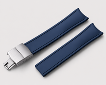 Charger l'image dans la galerie, Curved FKM Rubber Watch Strap, Cut-to-size, Deployment Clasp, Waterproof, (20mm,22mm)
