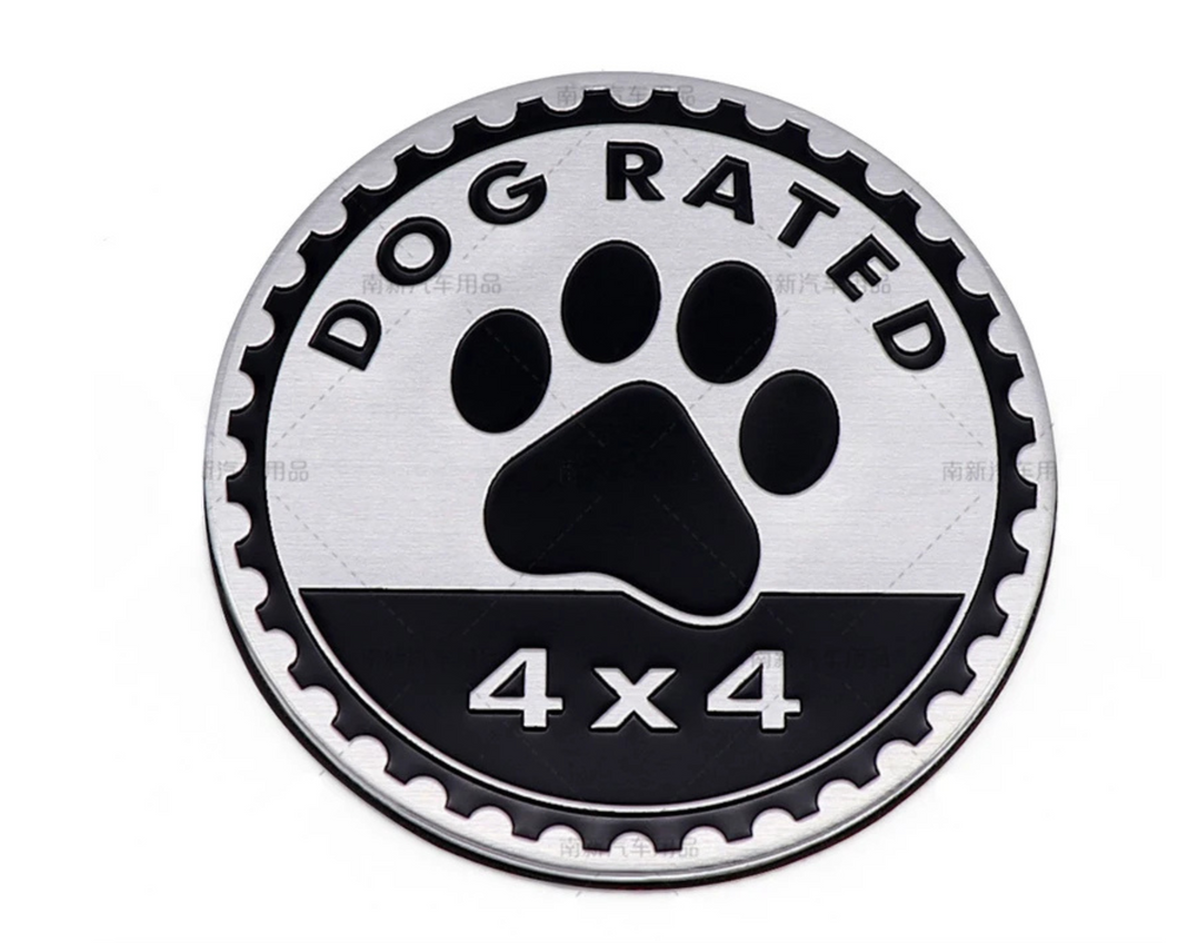 Jeep-Inspired 4x4 Dog Theme Badge – Aluminum Car Emblem for Vehicles (6cm Round)