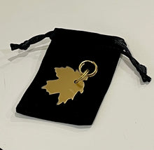 Load image into Gallery viewer, Brass Maple Leaf Dog Tag – Personalized Pet ID Tag with Solid Brass Hardware
