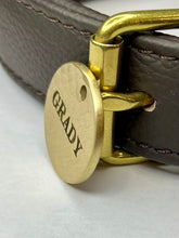 Charger l'image dans la galerie, Custom Hammered Brass Dog ID Tag -  25mm X 25mm Round - Laser Engraved
