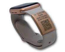 Load image into Gallery viewer, Medical Alert QR Code Tag For Apple Watch Band, Rose Gold Stainless Steel, Engraved QR Code, PingTag Membership Included.
