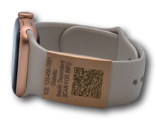 Charger l&#39;image dans la galerie, Medical Alert QR Code Tag For Apple Watch Band, Rose Gold Stainless Steel, Engraved QR Code, PingTag Membership Included.
