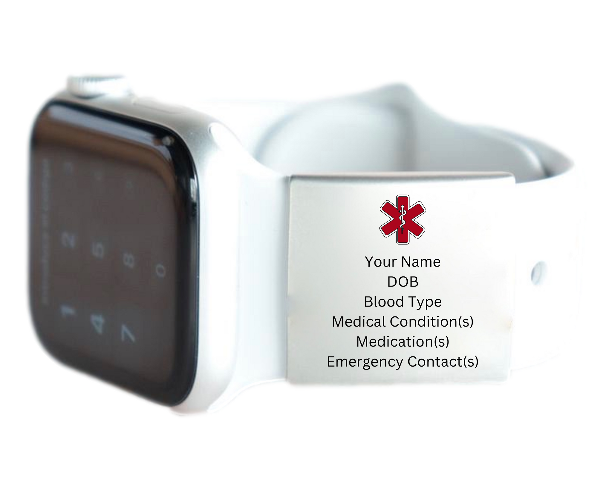 Stainless Steel Medical Id Tag For Apple Watch Apple Watch ID Tag