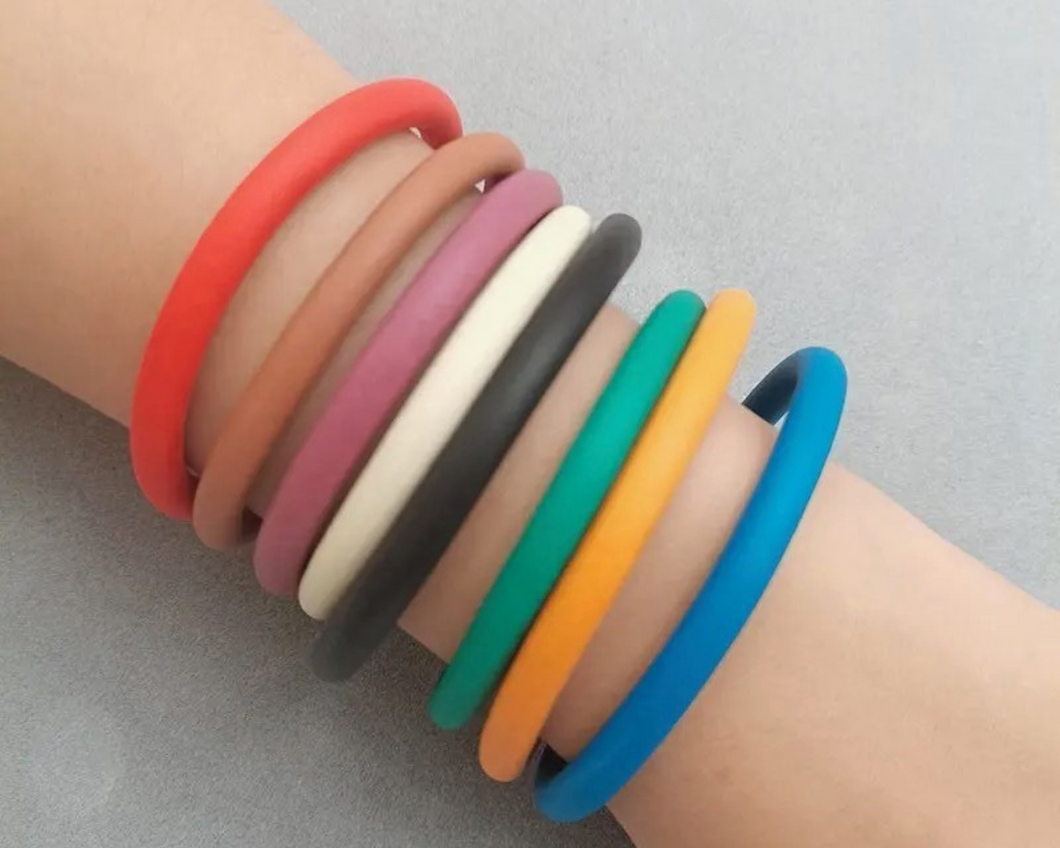 Bohemian Style Handmade Rubber Hoop Bracelets - Multi-Colour Unisex Boho Jewellery - Minimalist Festival Gift