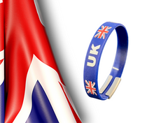 Load image into Gallery viewer, UK Silicone Wristband ID – Personalized Custom Stainless Steel Tag for Medical, Dementia, Kids ID or Inspirational Quote
