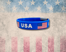 Load image into Gallery viewer, USA Silicone Wristband ID – Personalized Custom Stainless Steel Tag for Medical, Dementia, Kids ID or Inspirational Quote

