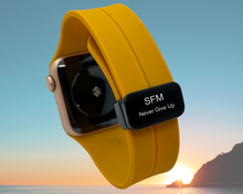 Load image into Gallery viewer, Apple Watch Yellow Band Personalized 38mm, 40mm 41mm 42mm, 44mm, 45,, 49mm, Band iWatch Series 9 8 7-1, Silicone Apple Band, Personalized Gift
