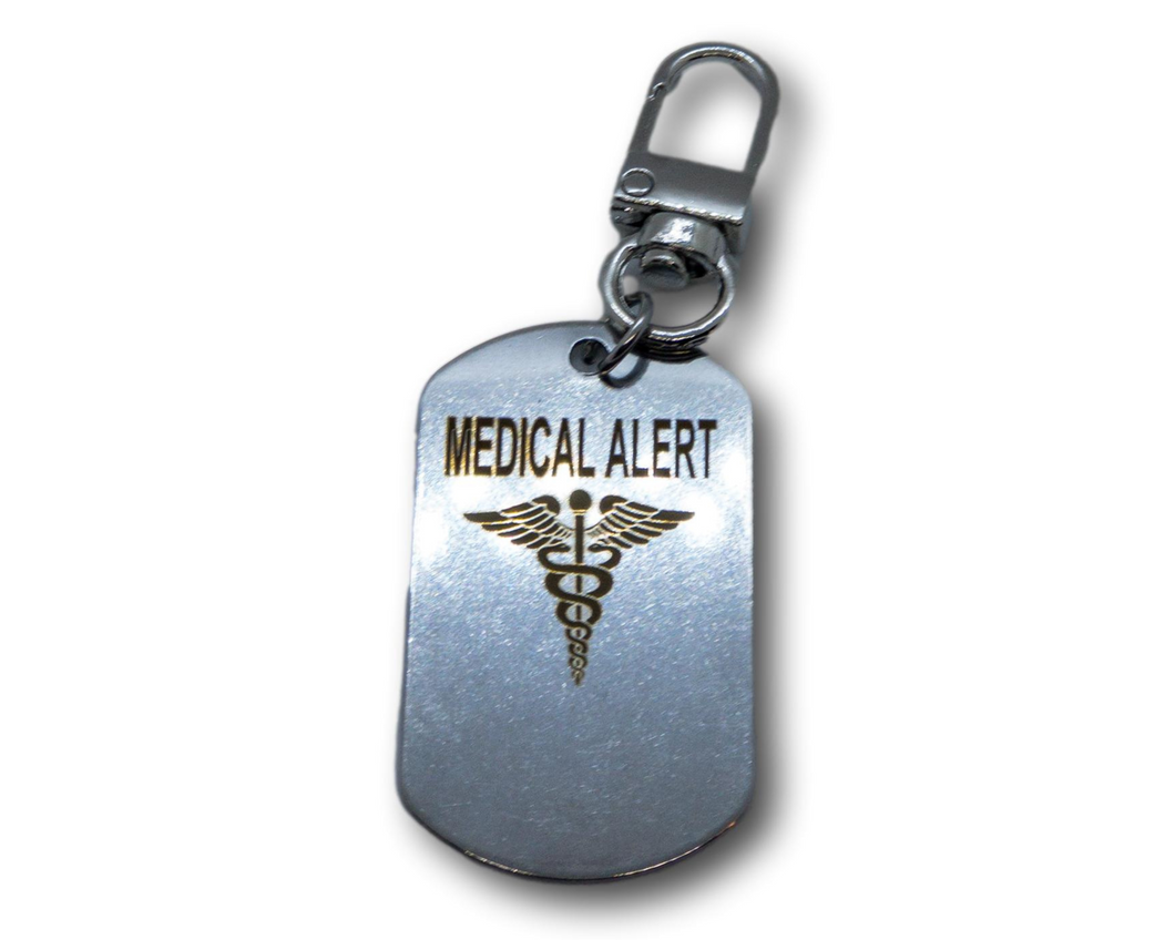 Emergency Medical Alert Customizable Engraved Keychain - Engraved Aluminum Keychain - Diabetes - Allergy - Medical Id Tag.