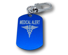 Load image into Gallery viewer, Emergency Medical Alert Customizable Engraved Keychain - Engraved Aluminum Keychain - Diabetes - Allergy - Medical Id Tag.
