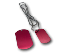 Load image into Gallery viewer, Military Dog Tag Necklace - Red Aluminum Engraved.
