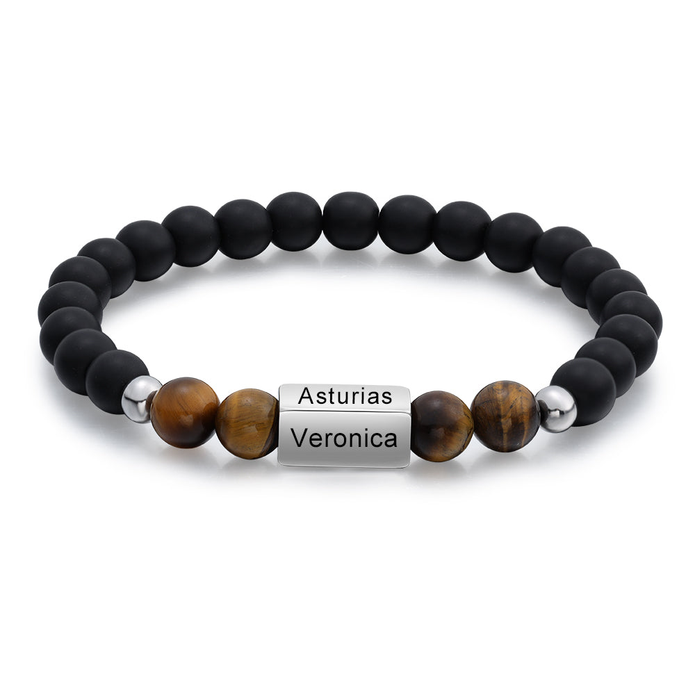 Engraved Bead Bracelet | Unisex Bead Bracelet | My Custom ID™