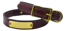 Charger l&#39;image dans la galerie, Dog Collar, Leather &amp; Engraved Nameplate, Chestnut, 1&quot; wide. freeshipping - My Custom ID
