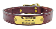 Charger l&#39;image dans la galerie, Dog Collar, Leather &amp; Engraved Nameplate, Chestnut, 1&quot; wide. freeshipping - My Custom ID
