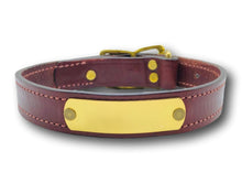 Charger l&#39;image dans la galerie, Dog Collar, Leather &amp; Engraved Nameplate, Chestnut, 1&quot; wide. freeshipping - My Custom ID
