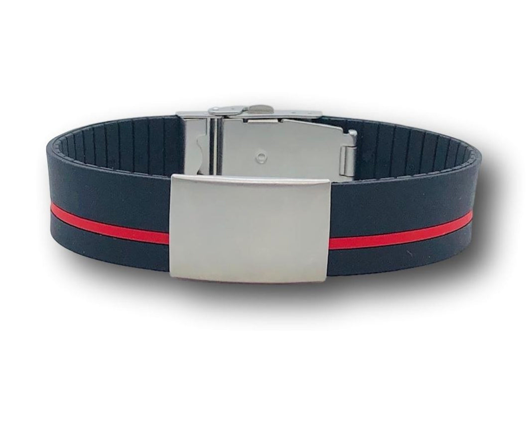 Id Bracelet, 20mm Red line band. Silver, Black, rose gold Faceplate. freeshipping - My Custom ID